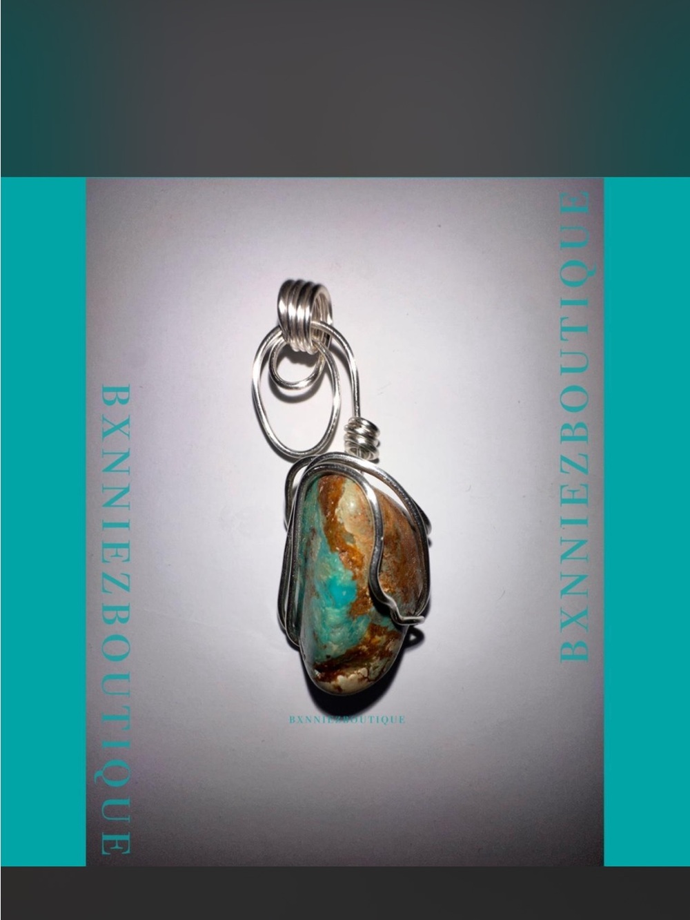 Silver Wire Wrapped Turquoise Unisex Pendant
